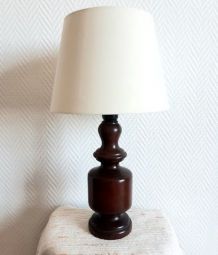 Lampe en bois bobine vintage 1950 