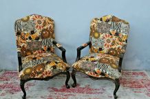 2 fauteuils de style Louis XV