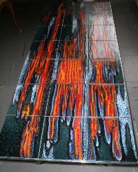 Table basse carreaux céramique années 70 - piètement inox 