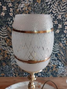 Lampe vintage en laiton et verre granité