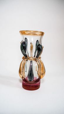 Vase Ion Tamaian vintage en verre soufflé, Roumanie