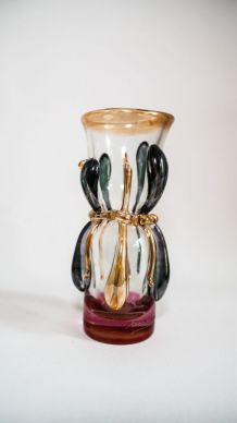 Vase Ion Tamaian vintage en verre soufflé, Roumanie