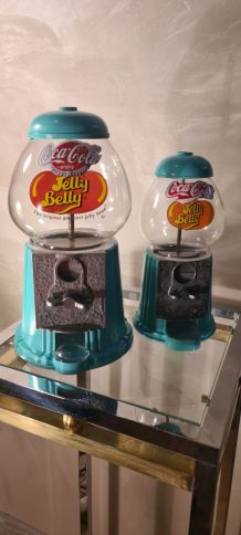 duo de distributeur   jelly belly  ,alu et verre  , turquois