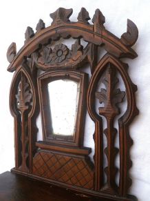 étagère  en bois  avec miroir , vintage