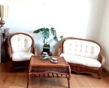 Salon de jardin en rotin avec coussins 