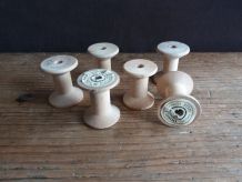 Lot de 6 bobines de fil en bois