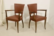 Paire de fauteuils bridge vintage année 60 en simili cuir ro