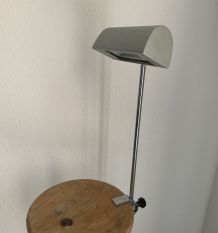 Lampe vintage 1980 médicale gris ciment et chromée - 50 cm