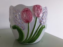 Cache pot céramique motif floral