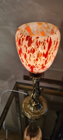 lampe bronze coquille avec une superbe tulipe tacheter orang