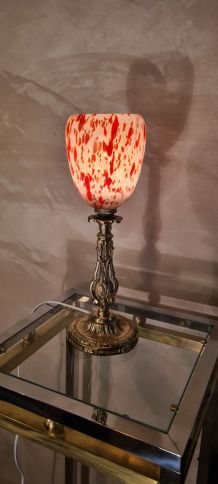 lampe bronze coquille avec une superbe tulipe tacheter orang