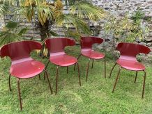 LOT DE 4 CHAISES VINTAGE style "HERMAN"