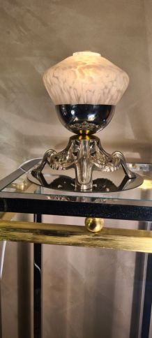 lampe de table 1920  avec  abat jour clichy blanc 21x14  tre