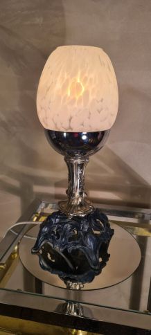 lampe de table 1920  avec  abat jour clichy blanc 31x12  tre