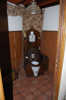 Ancien wc/trône en bois/marbre