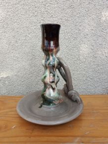 Bougeoir rat de cave céramique marbrée signée