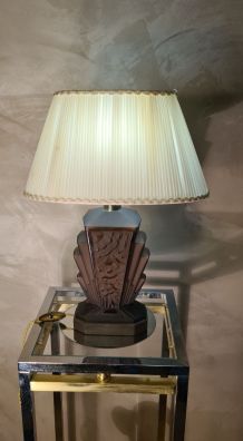 grande lampe art deco  1920 en v verre moulé opaque,  46x33 