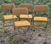  4chaises vintage lafuma 1960 a 70  camping   velour moltoné