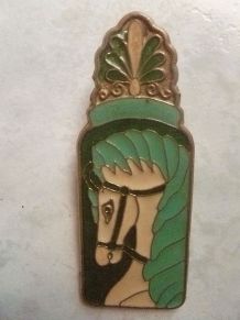 Pince à papiers en laiton émaillée, vintage