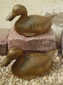 lot de 2 canards en laiton , vintage