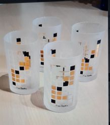 lot de verres de luxe pierre cardin rare 1975 opaque et or ,
