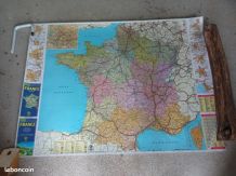 Grande carte murale routière de France vintage 120 cm x90 cm