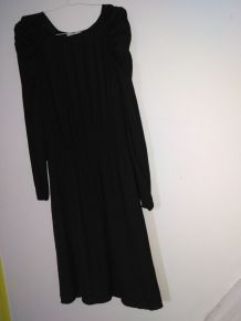 Robe noire manches longues satinée chic glamour femme 36/38