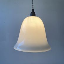 ANCIENNE SUSPENSION CLOCHE EN OPALINE XL  VINTAGE