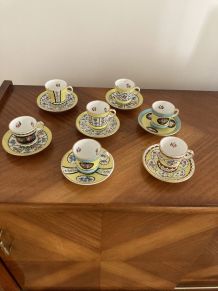 7 brulots et sous tasses anciennes en faïence de "Sévres "