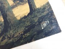 Aquarelle signée Darta paysage rivière et forêt