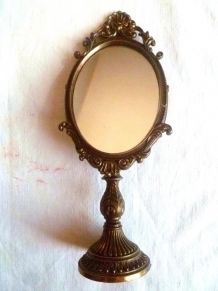 Miroir psyché enmetal doré , vintage