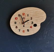 Horloge formica vintage pendule murale silencieuse Jura bois