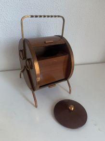 Pot vintage 1960 à tabac tabatière fut tonneau - 25 x 14 cm