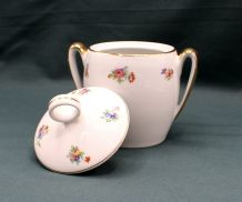 Sucrier ancien en Porcelaine - Décor floral - Vintage