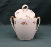 Sucrier ancien en Porcelaine - Décor floral - Vintage