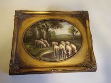 peinture à l'huile sur toile avec cadre ancien