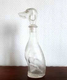 Carafe chien teckel, verre d'Empoli, Italie 1960