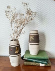Paire de vases en céramique graphique, West Germany vers 197