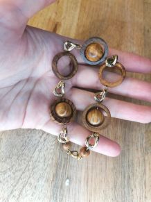 Ancien Bracelet en bois d'olivier année 60-70 