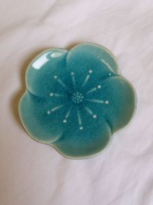 Coupelle dépose bijoux fleur turquoise estampillée LBMDJ