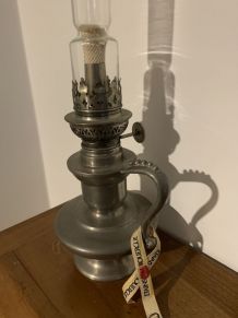 Lampe éclairage à pétrole étain Rouergue vintage art déco de