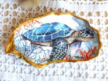 Huître décorative tortue, porte-savon huître, porte-bagues.