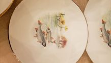 12 assiettes motifs poisson en porcelaine de Limoges
