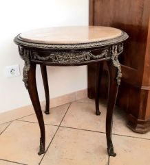 Guéridon Napoléon III acajou et bronze doré 