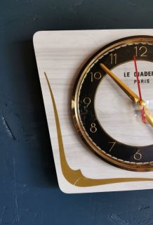 Horloge formica vintage pendule silencieuse Diadème Paris