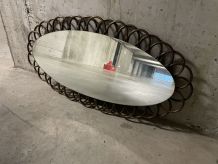 Miroir en rotin années 70
