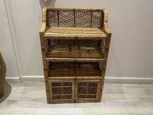 Etagère en rotin et bambou années 70