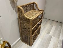 Etagère en rotin et bambou années 70