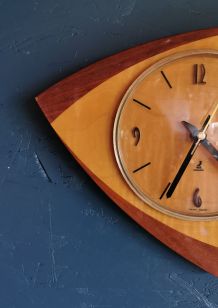 Horloge formica vintage pendule murale silencieuse Jaz bois