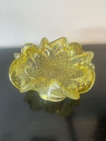 Vide poche cendrier Murano Barovier Toso Vintage pailleté or